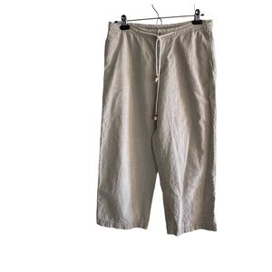 COLUMBIA Women’s Wide Leg Linen Blend Drawstring Capri Pants Size Small